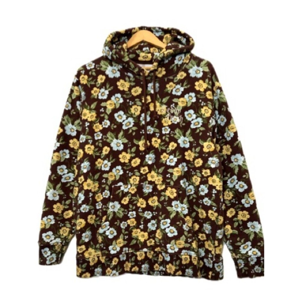 Teddy Fresh Floral Fleece Pullover Hoodie Womens Size Large Brown Cottage Core